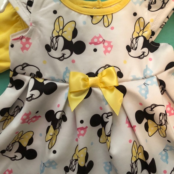 Disney Baby Minnie Mouse pleated yellow dress 0-3M - Picture 2 of 4